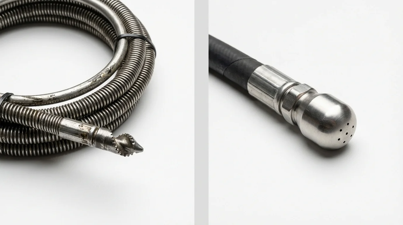 Drain snake cable and hydro jetting nozzle used for drain cleaning in Hometown, IL