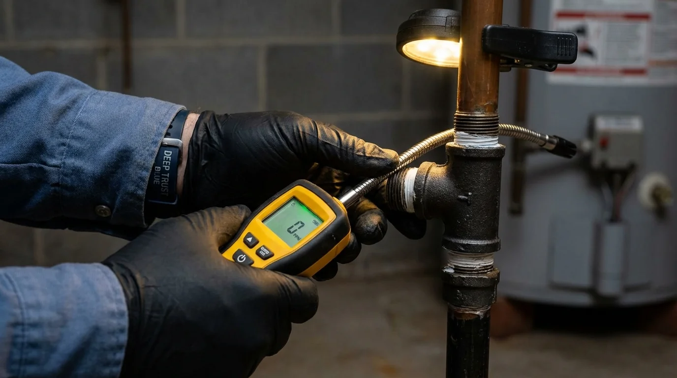Gas leak detection with electronic sniffer by Johns Plumbing LLC in Hometown